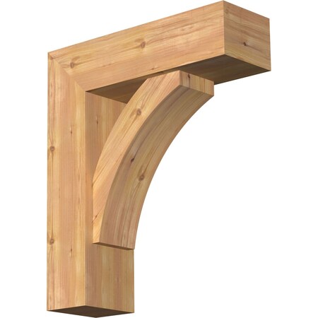 Ekena Millwork Thorton Block Smooth Bracket w/ Offset Brace, Western Red Cedar, 7 1/2"W x 24"D x 28"H BKT0806X24X28THR05SWR